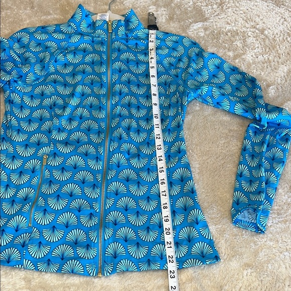 Sigrid Olsen Blue Bomber Jacket‎ with All-Over Pattern - Picture 6 of 9